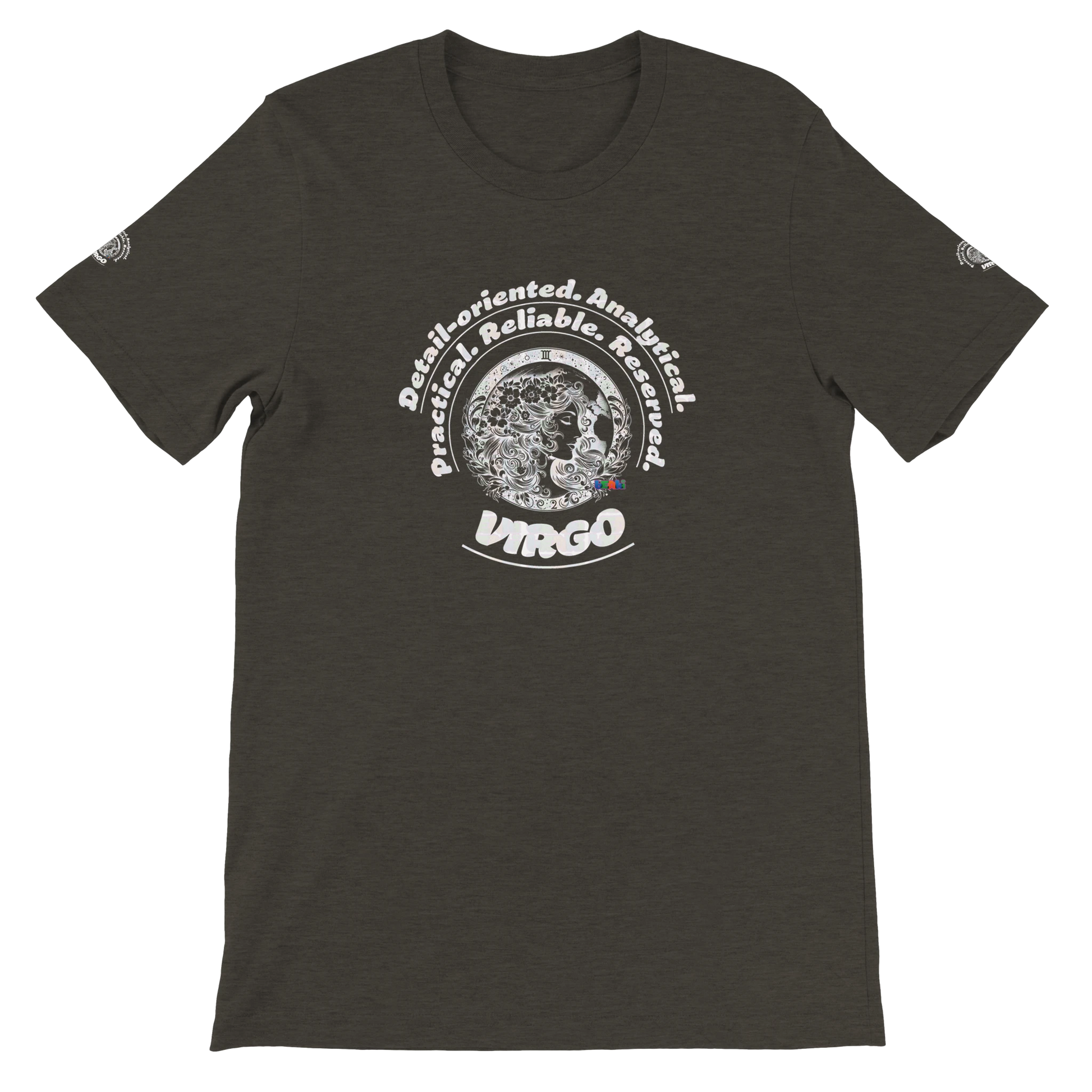 Black unisex crewneck Premum T-shirt with Virgo zodiac sign, perfect birthday gift for astrology lover by trendybuybest.com